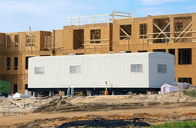 construction workers meeting at office trailers on rent in Elizabeth